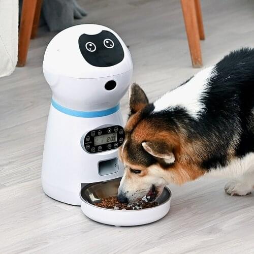 Automatic Pet Feeders With Voice Record Dog Cat Feeder Food Dispenser With Voice Record LCD Screen Dry Food Bowls UN UK EU plug