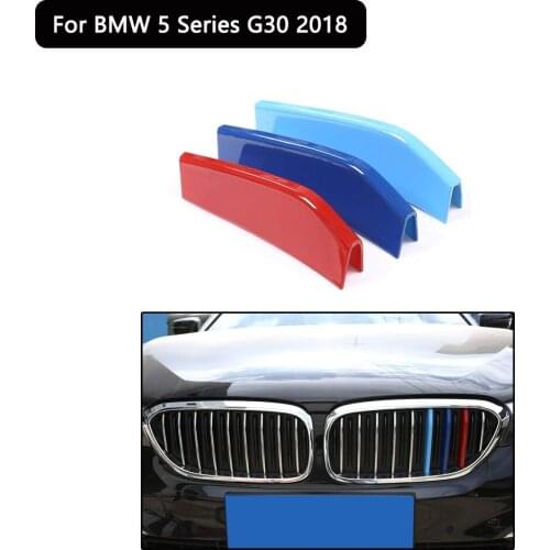 For BMW 5 Series G30 2018 ABS Front Grill Trim Decoration Stripes Kidney Emblems