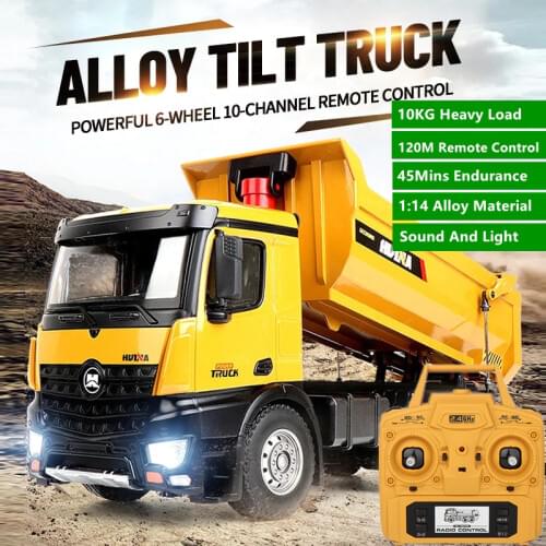 1:14 Big Size Remote Control Truck 10KG Load 45Mins Flight Time 120M Alloy Bucket 10CH Simulated Sound And Light Electric RC Toy