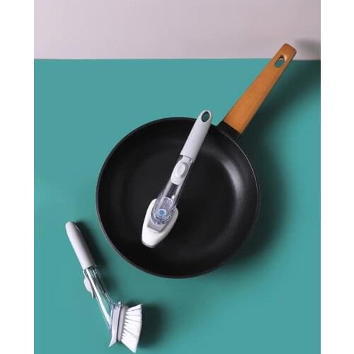 2 in 1 Sponge Brush with Removable Dispenser Dishwashing Kitchen Cleaning Tools for Pans Bowls