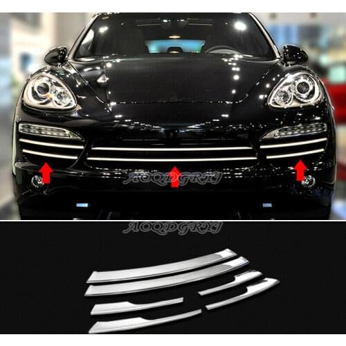 For Porsche Cayenne 2011-2014 Chrome Front Grilles Grill Trim Strips Decor Moulding Cover Trim Car Accessories