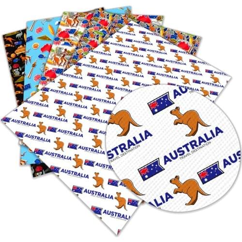 New Happy Australia Day Printed Faux Leather A4 22x30cm for DIY Handmade Sewing Clothes Decorative Supplies