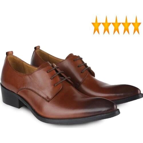 Italian Genuine Cow Leather Luxury Men Wedding Oxford Shoes Lace Up Office Suit Mens Dress Shoe Block Low Heel Business Footwear