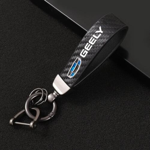 Leather Car KeyChain 360 Degree Rotating Horseshoe Key Rings for geely atlas coolray mk cross emgrand GS GL styling accessories