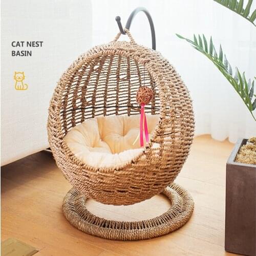 Round Winter Cats Nest General Purpose Hammock For Semi Closed Opening With Pad Washable Cat Bed House Basket Pet Supplies
