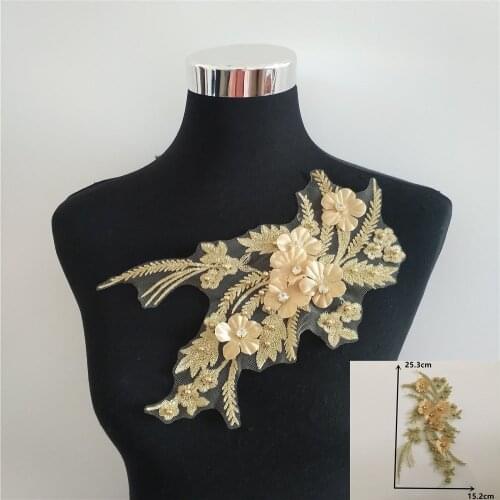 New arrive ABS pearl Embroidery Lace collar Rhinestone 3D Flower Sewing Lace Neckline DIY Womens Fashion Clothing Accessories
