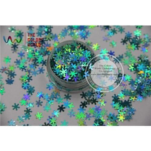 TCA702 laser holographic Baby Blue color Glitter paillette Snowflake shape 6.0mm Size spangles for Nail Art and DIY supplies