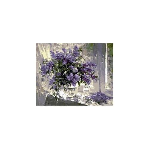 MaHuaf-W349 lilac Hot Selling Framed Picture Acrylic Oil Painting By Numbers For Living Room 4050