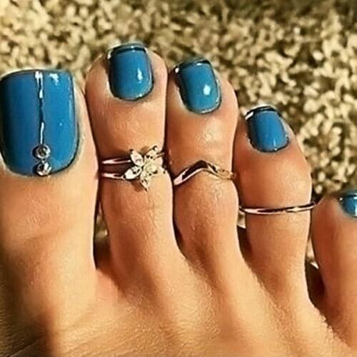 Beach Flower Circle Round Foot Rings Bohemia Geometric Woman Toe Ring 3Pcs Fashion Summer Girl Jewelry