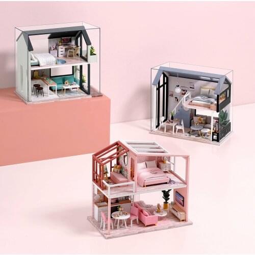 DIY Doll House Miniature Dollhouse with LED Light Wooden House Miniaturas Toys