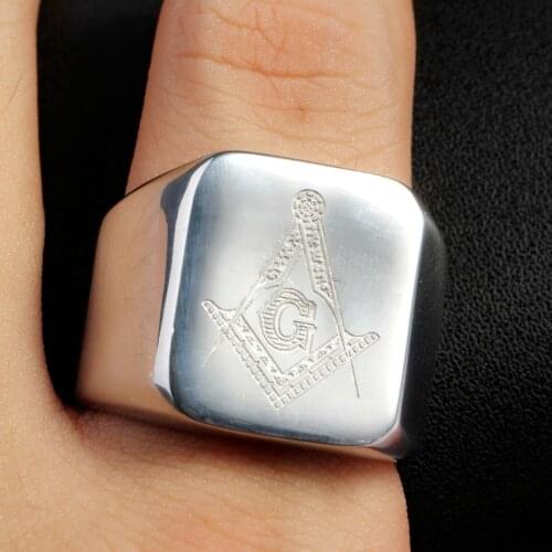 Mens 316L Stainless Steel Titanium Freemasons Freemasonry Finger Masonic Ring Mens Jewelry