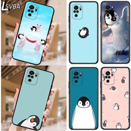 Lovely Penguin for Xiaomi Redmi Note 10 10S 9 9T 9S 9Pro Max 8T 8Pro 8 7 6 5 Pro 5A 4X 4 Soft Black Phone Case