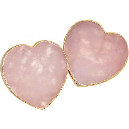 2pcs Pink Crystal Heart Coaster Agate Cup Mat Set For Lover In Valentines Day W4301