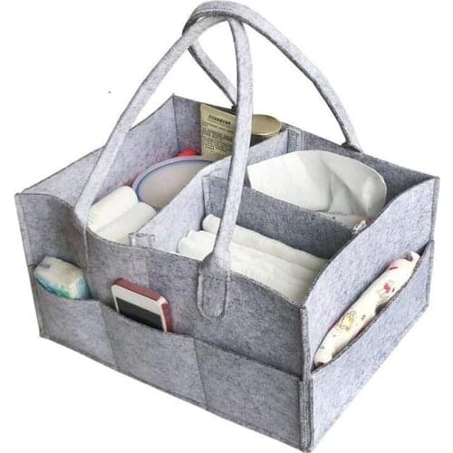 New Portable Folding Felt Diaper Bag Multi-function Children Baby Clothes Toy Storage Bag Tote Bag Kindergarten Bag