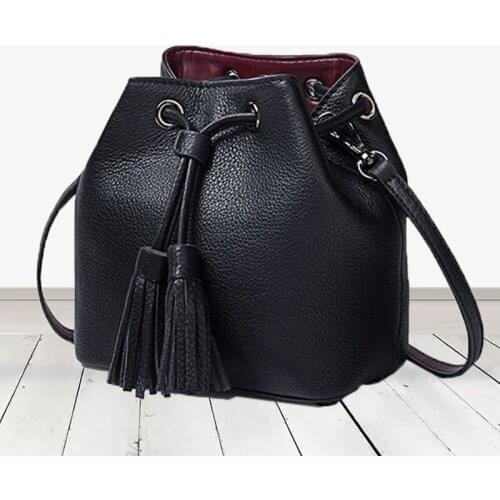 2021 New Genuine Leather Handbag Designers Women Messenger Bags Females Bucket Bag Leather Crossbody Shoulder Bag Handbag Bolsa