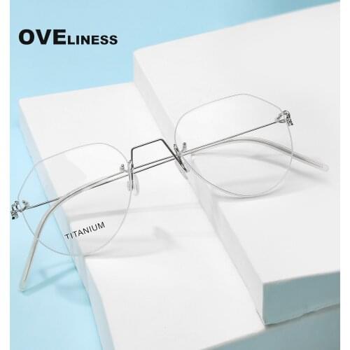 Optical Retro Titanium rimless glasses frame for Women Men Vintage eyeglasses Myopia Prescription eye glasses eyewear Spectacles