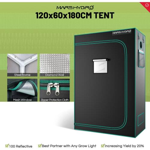 Mars Hydro 120x60x180cm Indoor Grow Tent 1680D Canvas Reflective Mylar Grow Tents with Removable Floor Room Box For Indoor Plant
