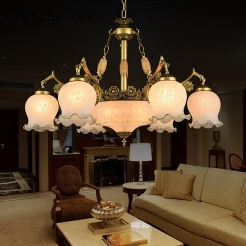 Simple European style chandeliers idyllic Mediterranean restaurant room art glass lamp Vintage wrought iron gilt Chandelier