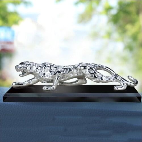 MODERN ABSTRACT SILVER PANTHER FIGURE GEOMETRIC RESIN LEOPARD STATUE WILDLIFE DECOR GIFTS CRAFT ORNAMENT FURNISHING ACCESSORIES