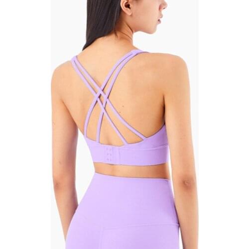 Sports Underwear High Impact Yoga Bra Women Buckle Fitness Workout Fitness Crop Gym Clothing Naked Feel Running Cross-Back Top