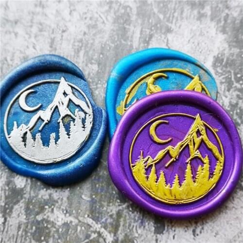 Mountains and moon Wax Seal Stamp,wedding gift,moon wood wax stamp,party seal,party decor