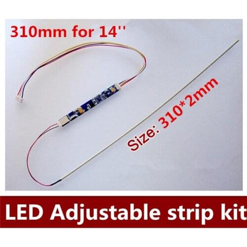 2pcs LCD Laptop Dimable LED Backlight Lamps Adjustable Light Update Kit Strip+Board 9-25V Input for 14.1inch 310MM laptop screen