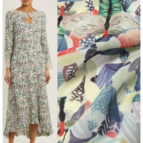 Spring Summer Printed Skirt Hand-painted Butterfly Printed Fabric Custom Cloth for Sewing Material Alibaba Express by Meter