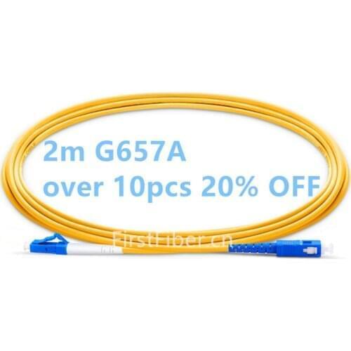 FirstFiber 2m LC UPC to SC UPC G657A Fiber Patch Cable, Jumper, Patch Cord Simplex 2.0mm PVC SM LC PC to SC PC Bend Insensitive