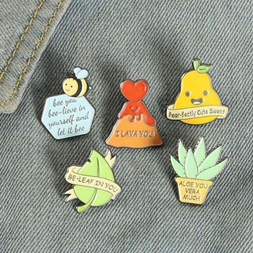 Funny Similar Phrases Enamel Pins Plants Banner Brooch Lapel Badge Bag Cartoon Jewelry Gift for Kid Friend