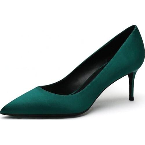 2020 Spring Autumn Women 6cm High Heels Ladies Pumps Whie Red Black Green Female Office Pointed Toe Pumps Shoes Big Size M0035