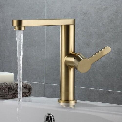 Gold Bathroom Basin Faucets Solid Brass Sink Mixer Hot & Cold Single Handle Deck Mounted Lavatory Crane Water Taps Black New
