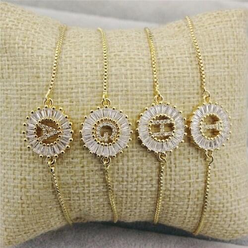 10pcs/lot Fachion cz A-Z 26letters charm bracelet fashion, plated chain jewelry adjustable bracelet, chic connector bracelet