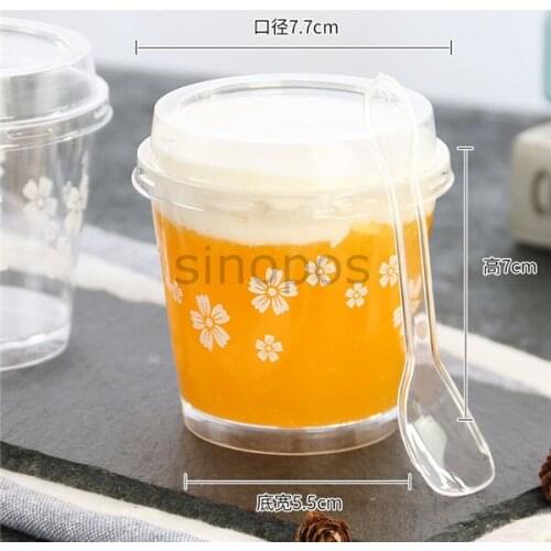 10pcs Transparent plastic cylindrical shape cake cups with flat cover, clear mousse packing box with lid and scoop, SP01
