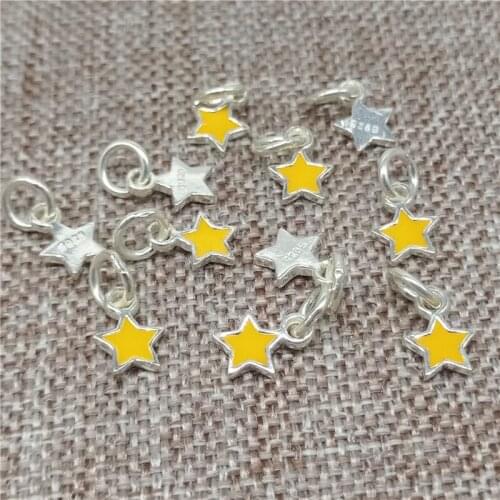 925 Sterling Silver Star Charms with Enameled for Bracelet Necklace