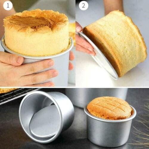 2 Inch Round Cake Pan Set With Removable Bottom Aluminum Alloy Chiffon Cake Mold Mould Set Bakeware Tools For Kitchen