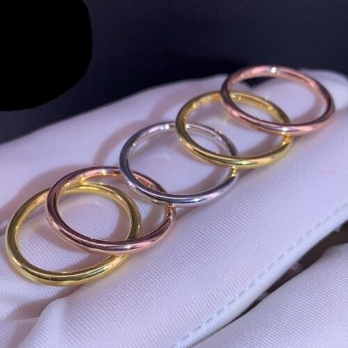 2020 New Arrival 18K Yellow White Rose Gold Ring Women Smooth Ring Band