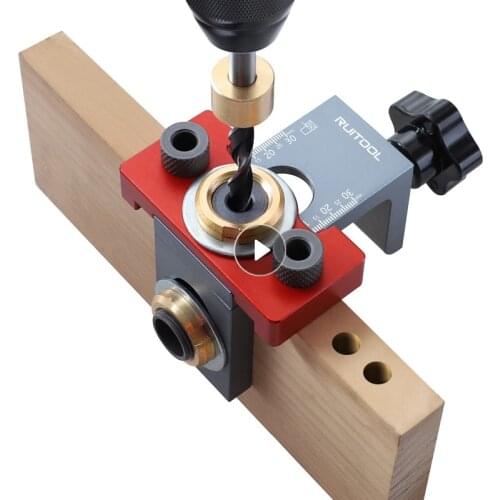 3In1 Doweling Jig For Drilling Adjustable Woodworking Pocket Hole Jig With 8/10/15mm Drill Bit Hole Puncher Woodworking Tool