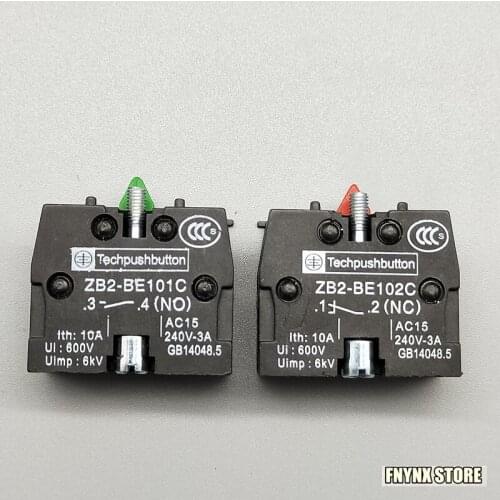 40PCS Button Switch Top Material Long-Life Durable ZB2-BE101C ZB2-BE102C ZBE-101 ZBE-102 NO NC Switch Contacts