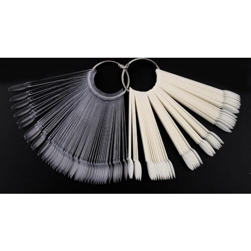 5 Sets x 50 Pcs Long Natural Transparent Fake Nails Tips Clear Art False Tips Practice Display Polish Color Card Acrylic Tools