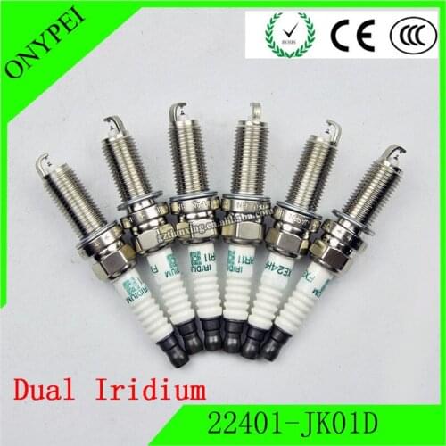 6 pcs 22401-JK01D FXE24HR11 Dual Iridium Spark Plug For Nissan 370Z Infiniti Q70 QX50 3.7 FXE24HR-11 3457 22401 JK01D 22401JK01D