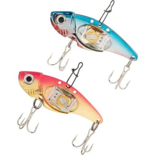 8cm Metal Electronic Vibration Fake Bait Faux Lure Fish Hooks with LED Light Vibration Fake Bait Lure Fish Hooks with LED Light