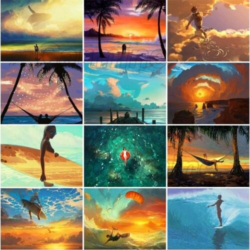 Diamond Painting Figure Beach God Beast Square Diamond Round Diamond Cross Stitch Mosaic Home Decoration Can Be Customized