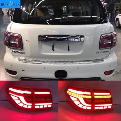 Car LED Tail Light Taillight For Nissan Patrol Y62 2008 - 2019 Rear Running Light + Brake Lamp + Reverse + Dynamic Turn Signal