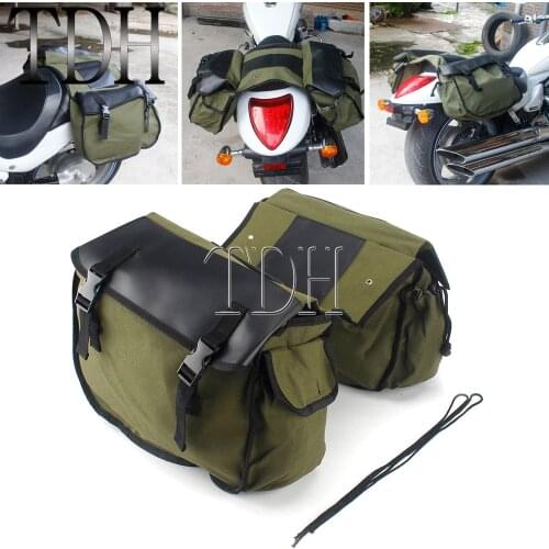 Scooter Motorcycle Luggage Panniers Bag Army Green Canvas Rear Seat Motocross Bag Trunk Bags Saddle Bag For Honda Suzuki dr 650