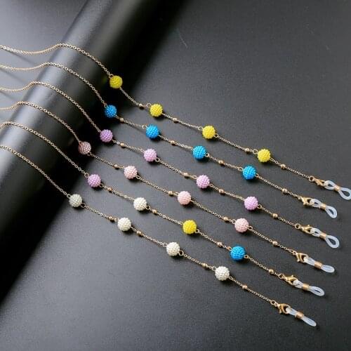 Kissme Unique Multicolor Resin Little Ball Mask Chains For Women Gold Color Alloy Antislip Sunglasses Chains Fashion Accessories