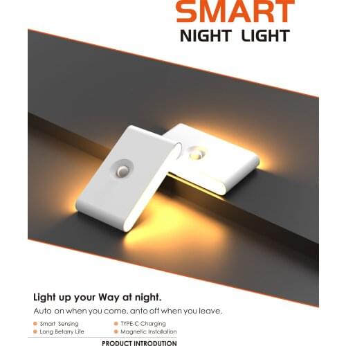 Bedroom Decoration Led Night Light Childrens Gift USB Charging Night Lights Magnetic Motion Sensor Night Lamp For Hallway Path