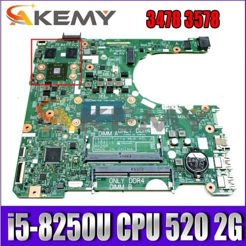 For DELL Inspiron 3476 3576 Vostro 3478 3578 Laptop Motherboard 17841-1 17841-SC WX2RR Main board W/ i5-8250U CPU Radeon 520 2GB