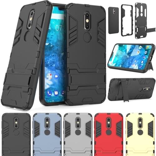 For Nokia 7.1 2018 Case Dual Layer Hybrid Armor Case For Nokia 7.1 Shockproof Soft TPU & Hard Back Kickstand Cover For Nokia 7.1