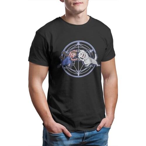 Fullmetal Alchemist Men 100% Cotton T Shirt Graphic Plus Size Fullmetal Fusion Ha Oversized Tops