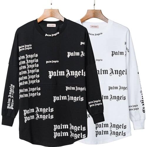 PalmAngels letter spray-paint printing couple cotton street hip-hop popular simple wild men women loose long-sleeved T-shirt
